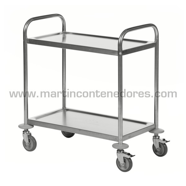 Chariot inox avec 2 étagères 710x400x805 mm