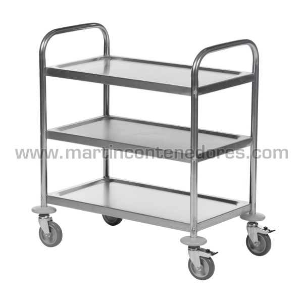 Stainless trolley with 3 shelves 710x400x805 mm