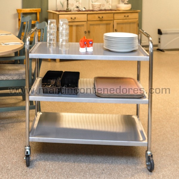 Stainless trolley with 3 shelves 710x400x805 mm