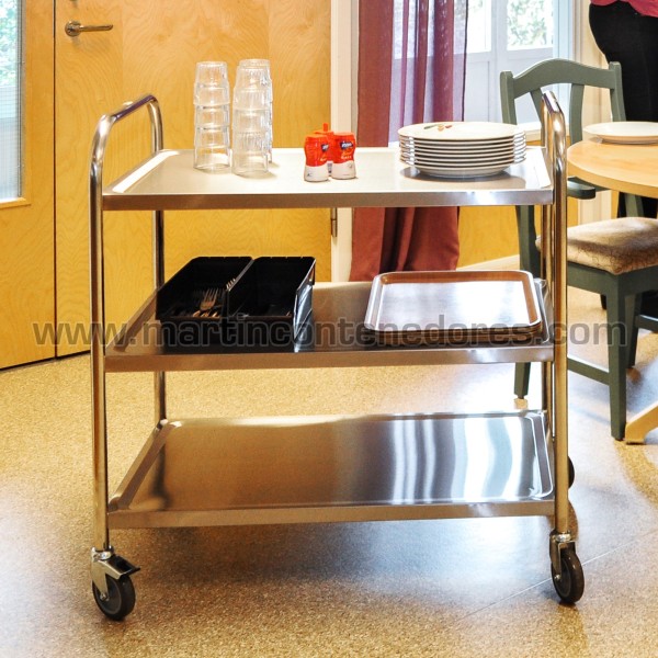 Stainless trolley with 3 shelves 710x400x805 mm