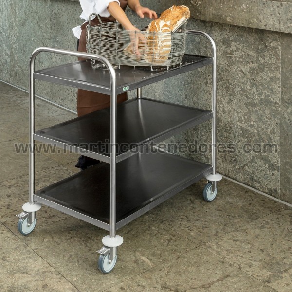 Stainless trolley with 3 shelves 710x400x805 mm