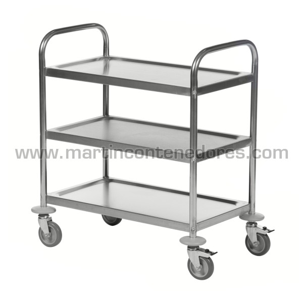 C2 stainless steel trolley with 3 shelves 910x590x940 mm