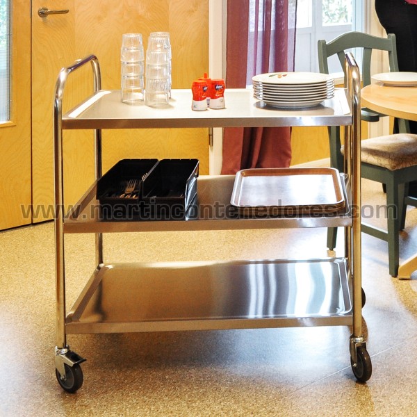 C2 stainless steel trolley with 3 shelves 910x590x940 mm