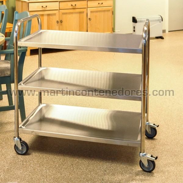 C2 stainless steel trolley with 3 shelves 910x590x940 mm