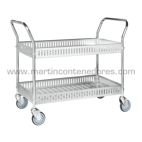 Carro de servicio galvanizado con 2 cestas 1130x550x940 mm