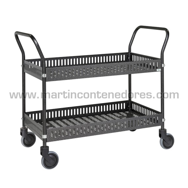 Chariot de service gris anthracite avec 2 paniers 1130x550x940 mm