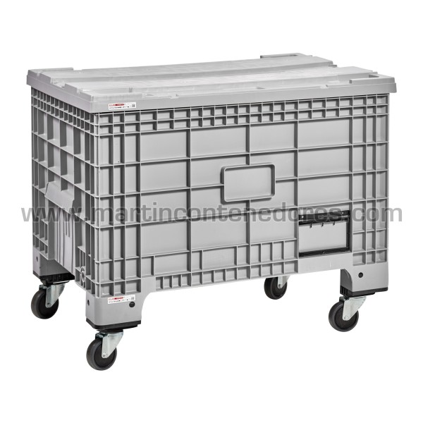 Stacking box plastic with wheels 1200x800x920/644 mm