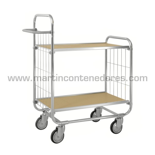 Trolley with 2 adjustable shelves ESD with brakes 1195x470x1120 mm