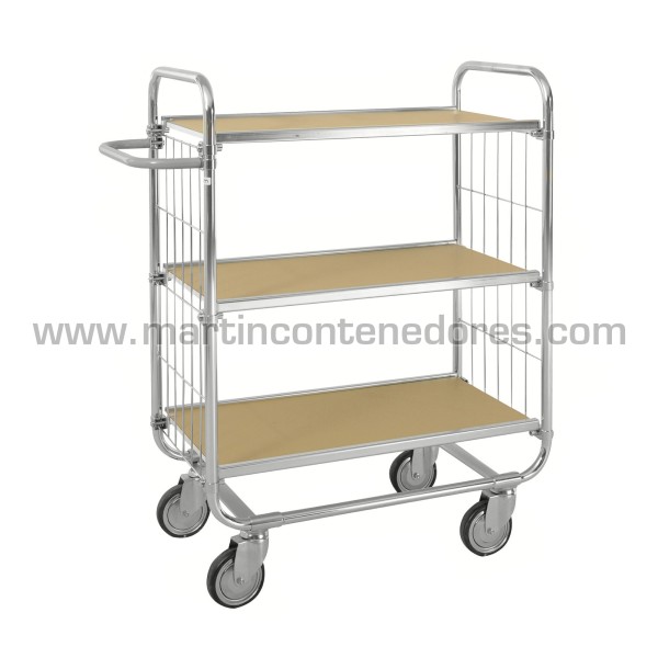 Trolley with 3 adjustable shelves ESD and brake 1195x470x1120 mm