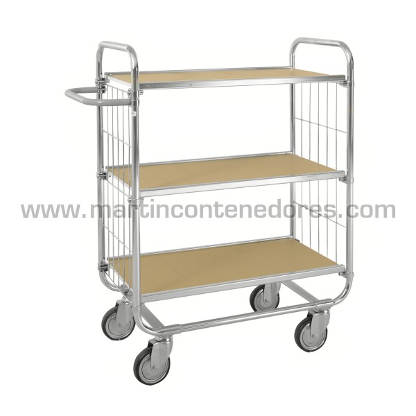 Trolley with 3 adjustable shelves ESD and brake 945x470x1120 mm