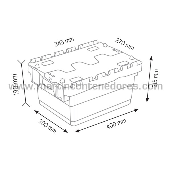 Caja encajable con tapa 400x300x215/190 mm