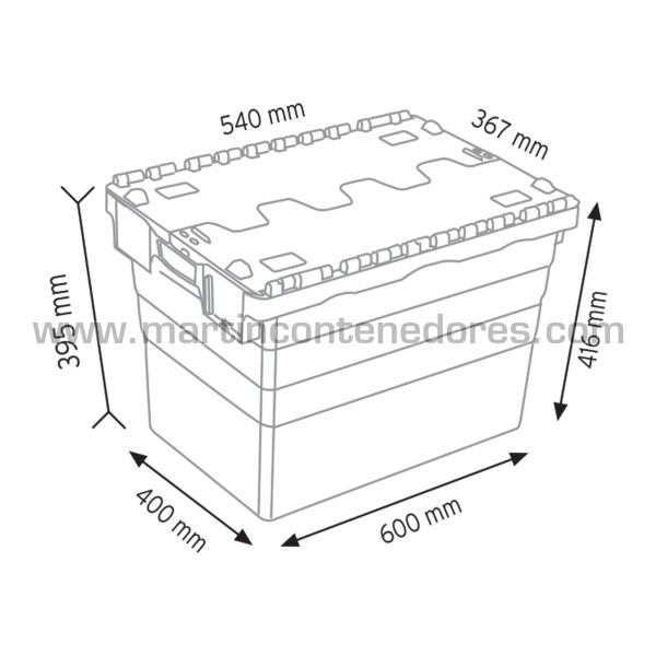 Caja encajable 600x400x416/395 mm