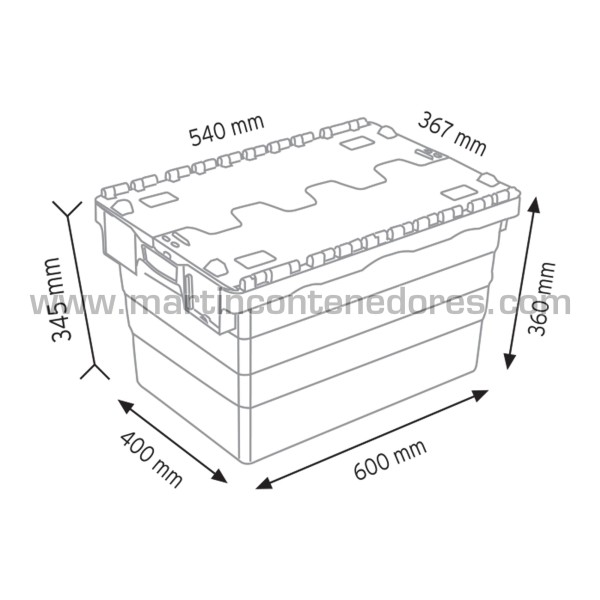 Caja encajable 600x400x360/345 mm