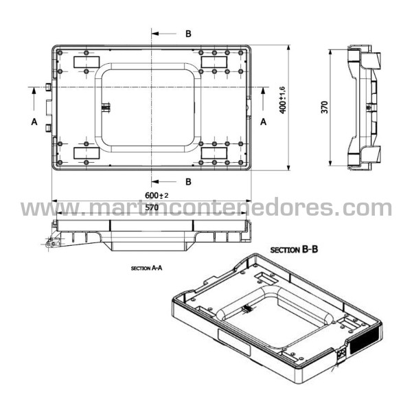 Chariot roulant 600x400 mm avec 4 roulettes pivotants