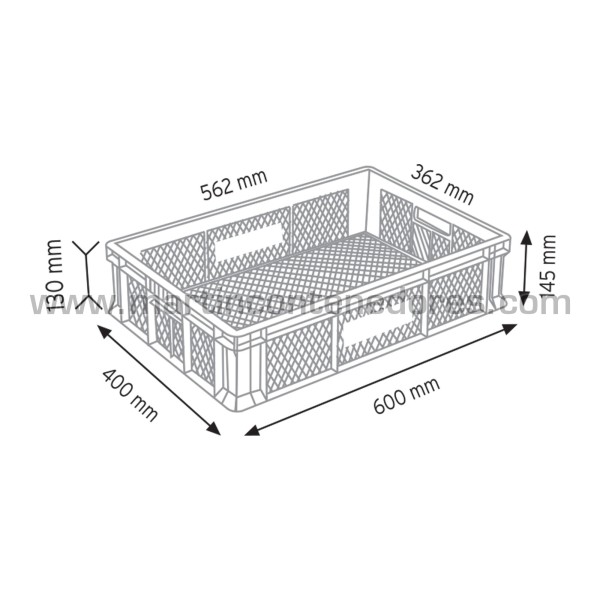 Caixa perfurada 600x400x145/130 mm