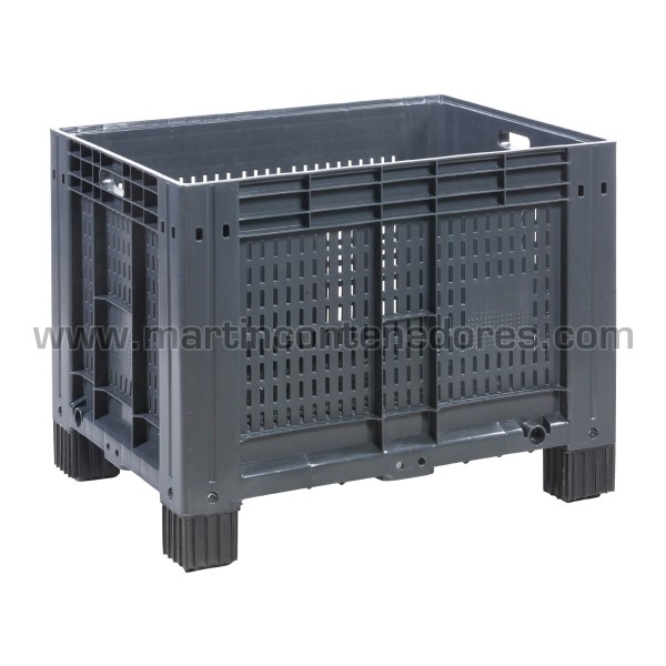 Perforated plastic pallet box 800x600x630/530 mm 4 feet