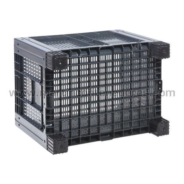 Perforated plastic pallet box 800x600x630/530 mm 4 feet