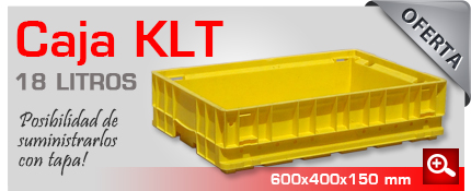 Oferta de cajas KLT 18 litros con la posibilidad de suministrarlas con tapa